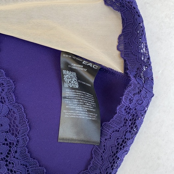 New GUESS BY MARCIANO Mauve Lace-Trim Dress SZ M - Picture 9 of 9